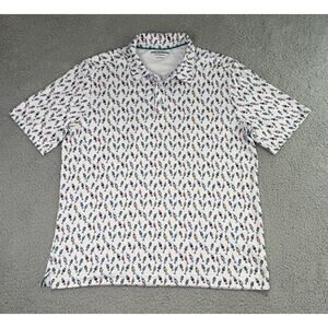 Johnson Murphy All-Over Cocktail Drinks Print Performance Polo Mens L Golf Shirt